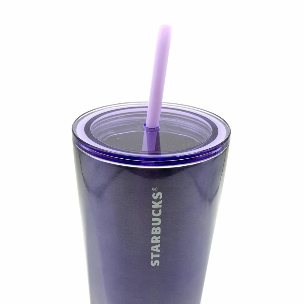 Starbucks 24oz‎ Winter Lilac Silver Ombré Geometric Tumbler with Straw New